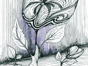 Plakat kwiat Alicji – autorska grafika Black Format & Words